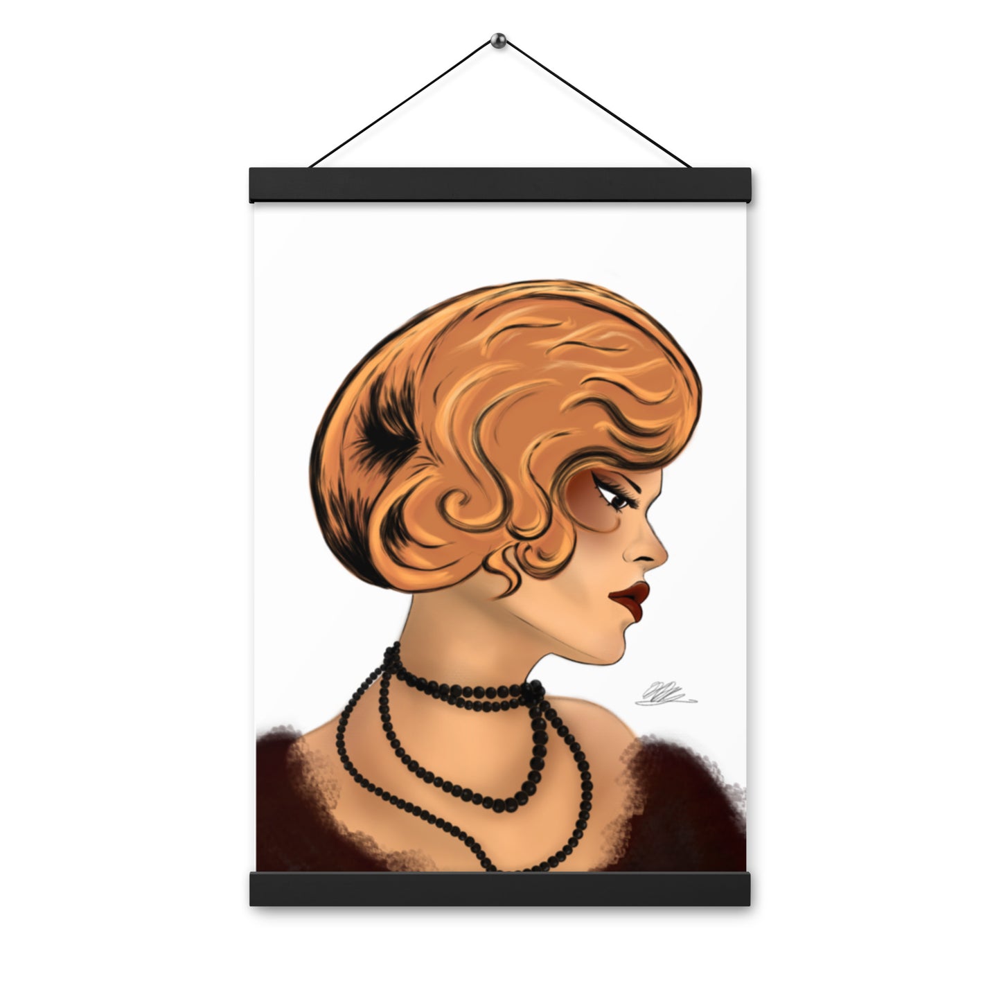 Maroon Lady (White background) Hanging Poster