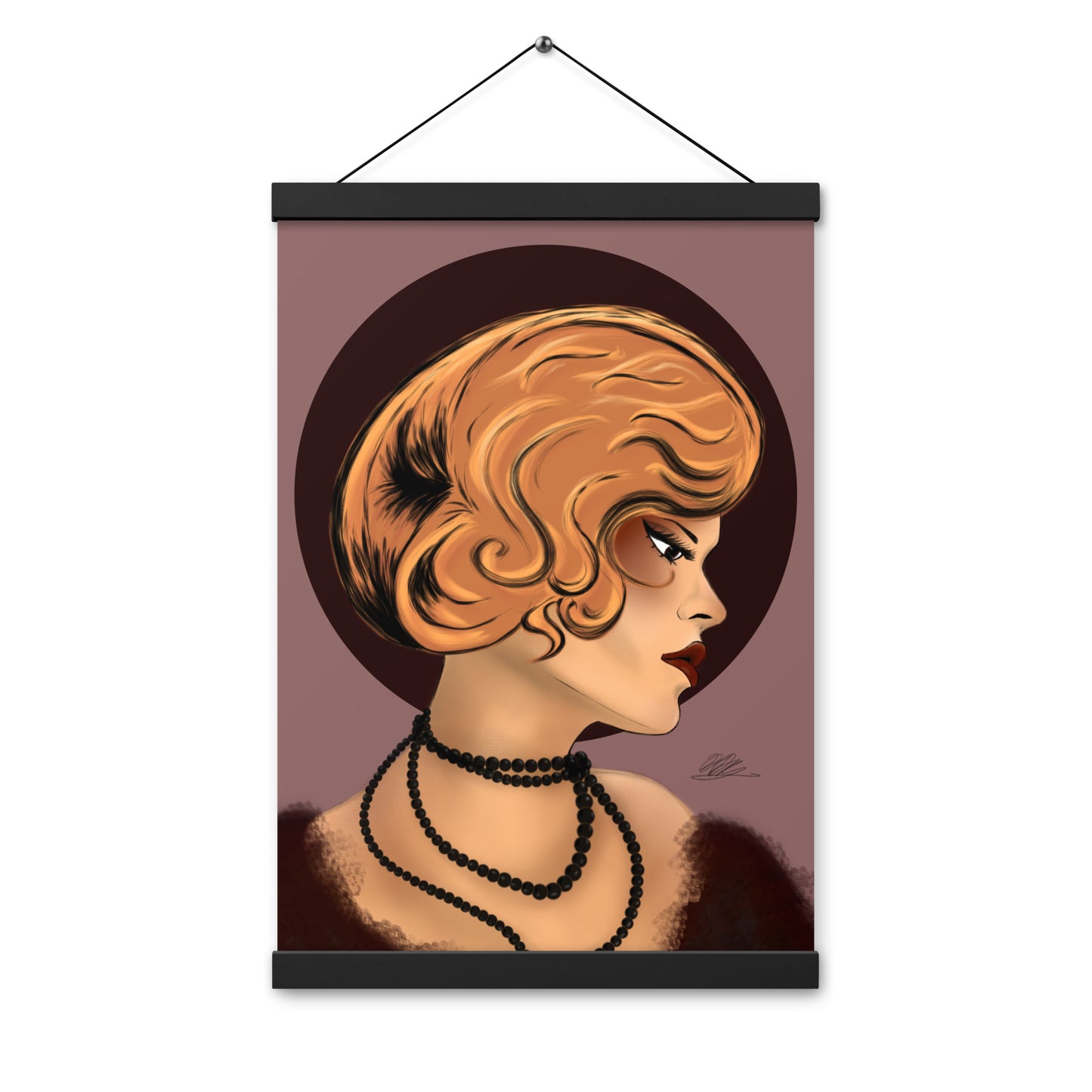 Maroon Lady Hanging Poster