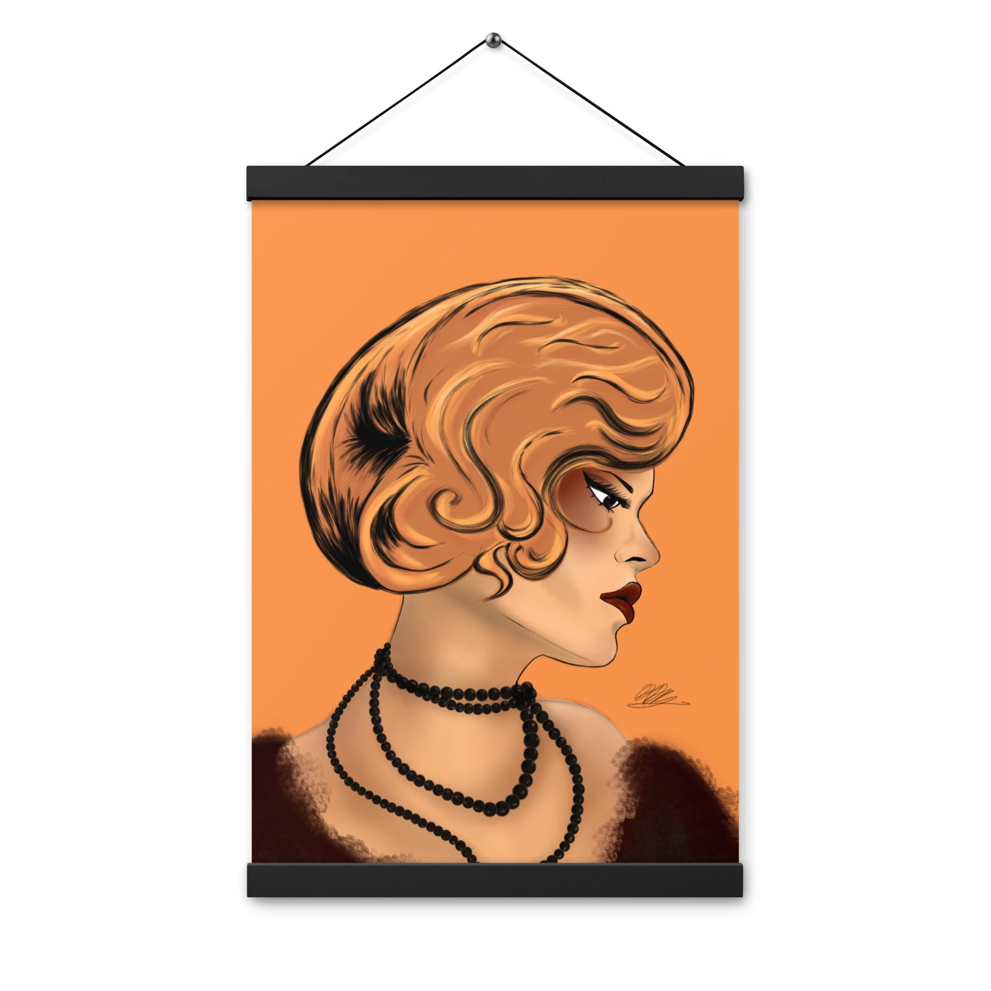 Maroon Lady (Orange background) Hanging Poster