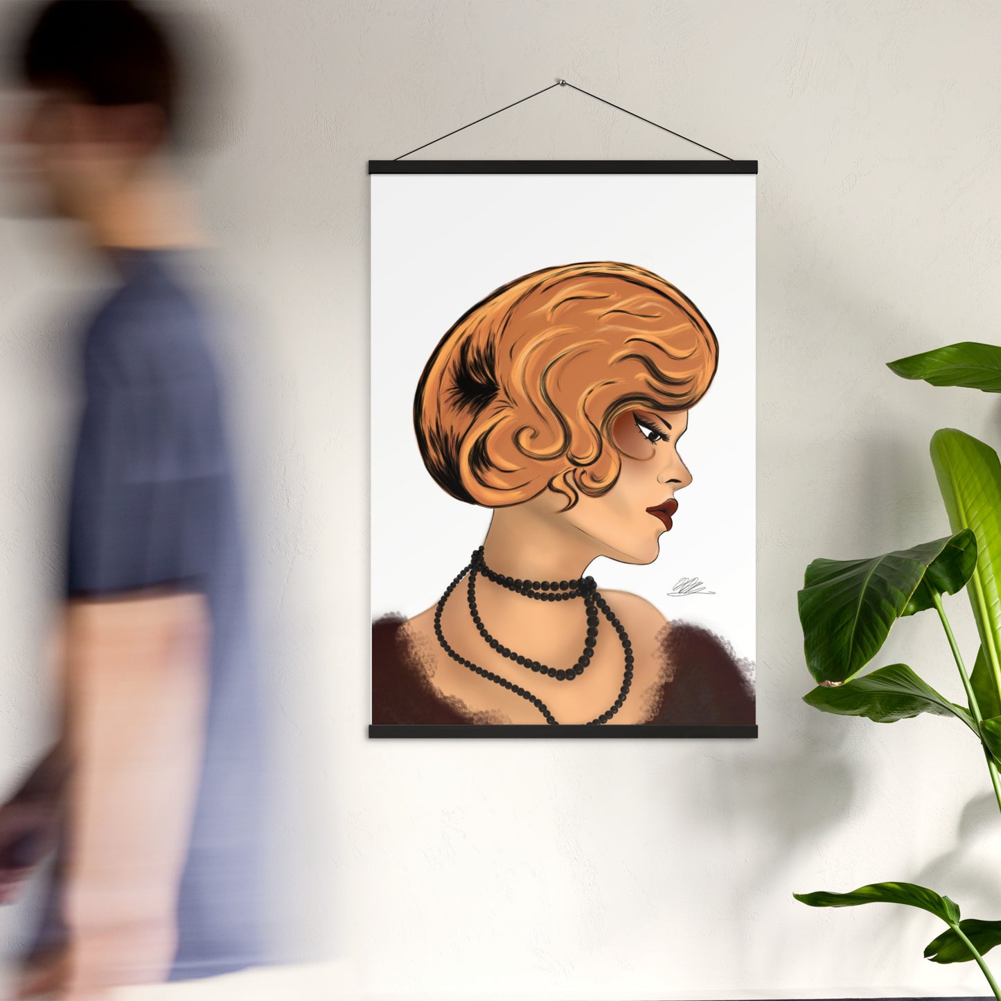 Maroon Lady (White background) Hanging Poster