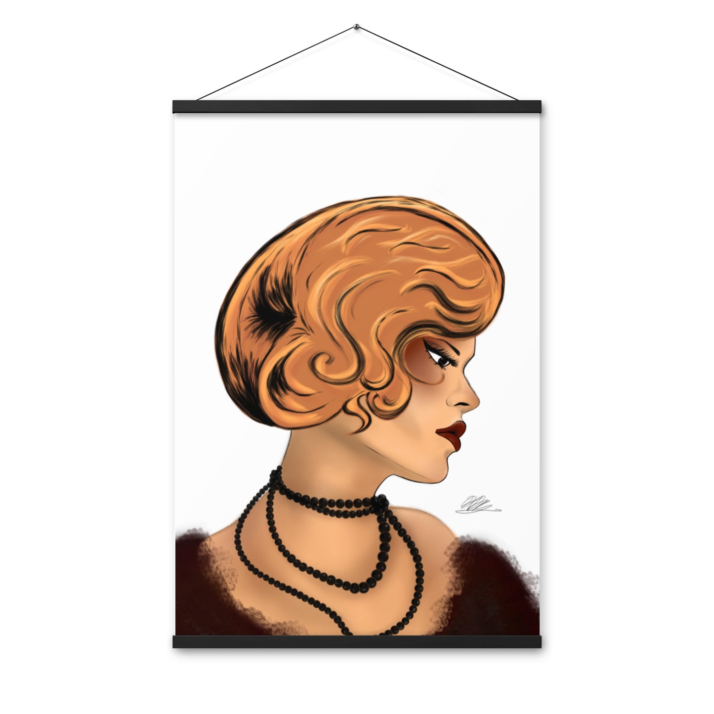 Maroon Lady (White background) Hanging Poster