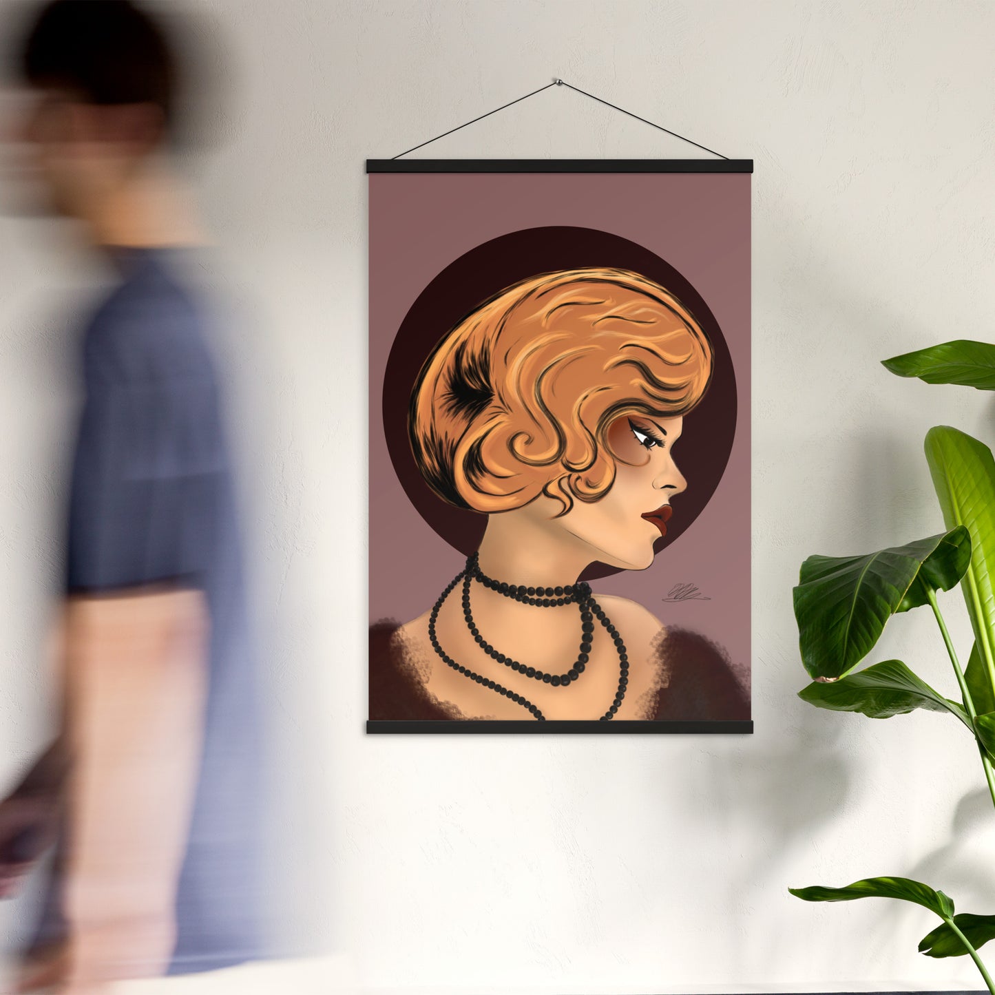 Maroon Lady Hanging Poster