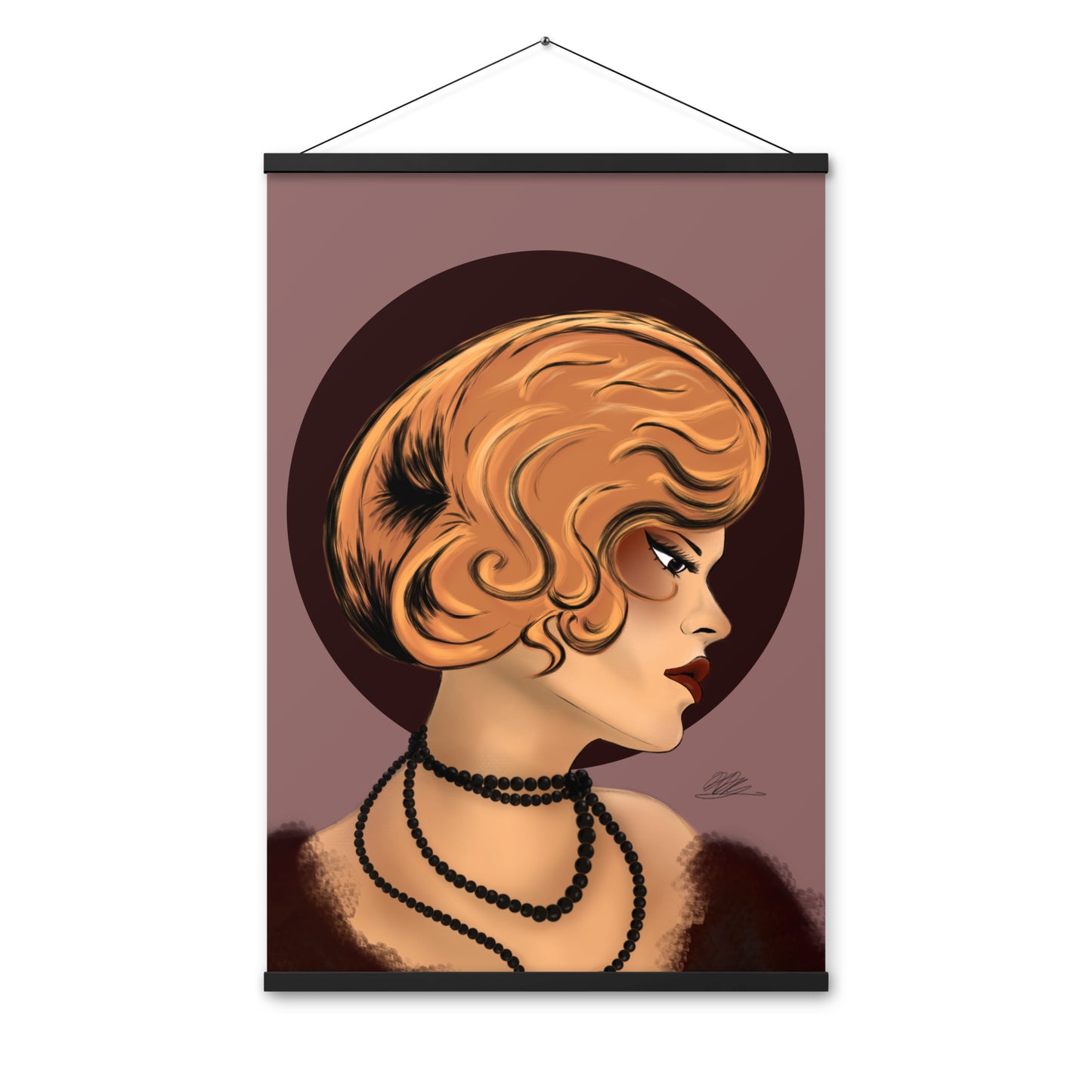 Maroon Lady Hanging Poster