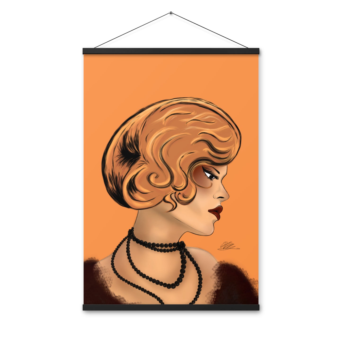 Maroon Lady (Orange background) Hanging Poster