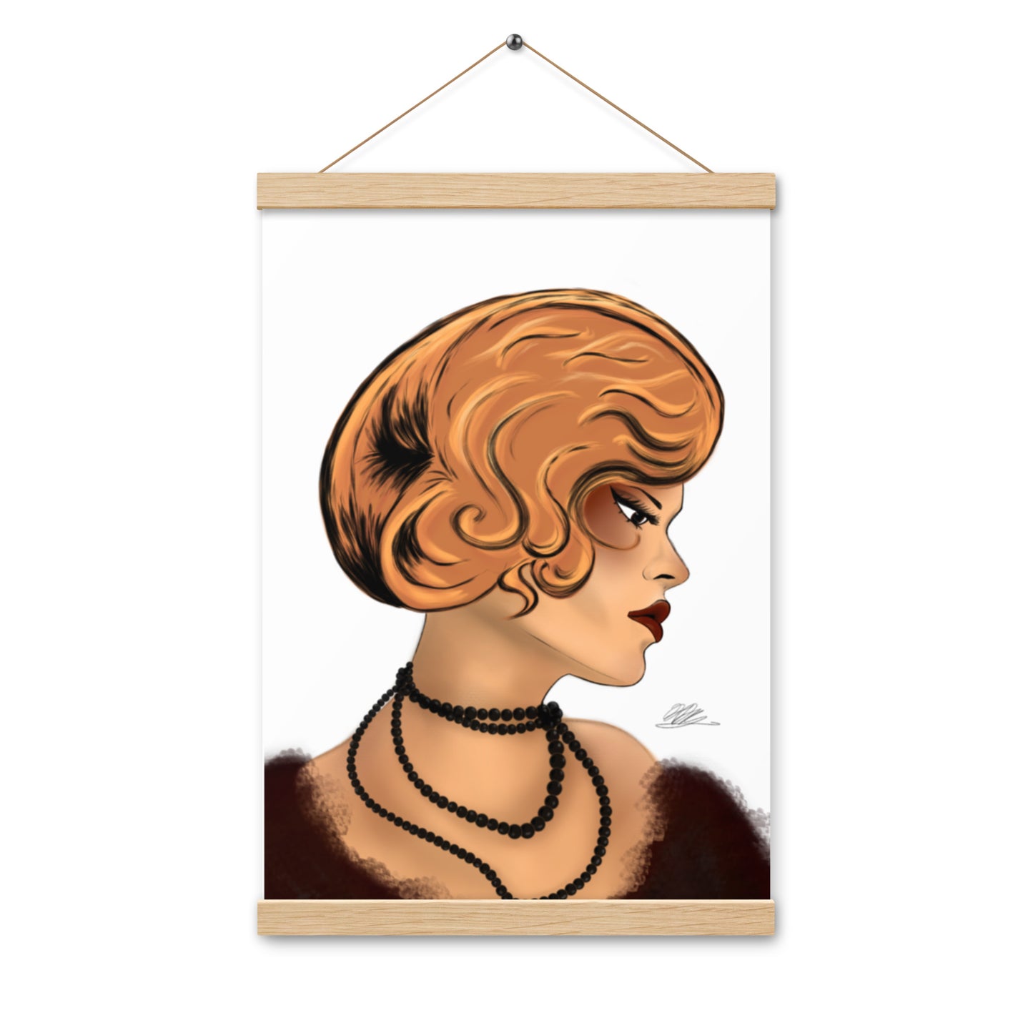 Maroon Lady (White background) Hanging Poster