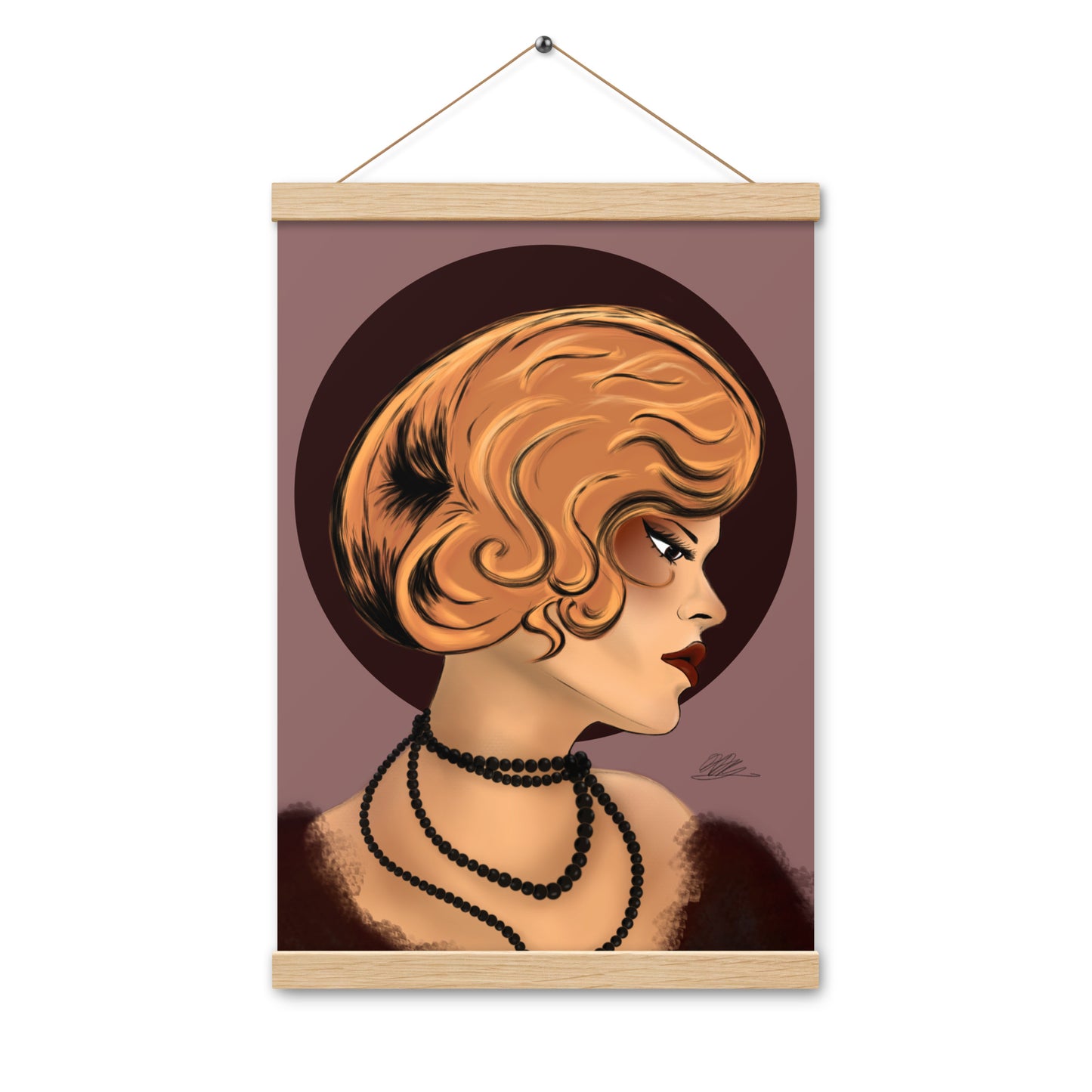 Maroon Lady Hanging Poster