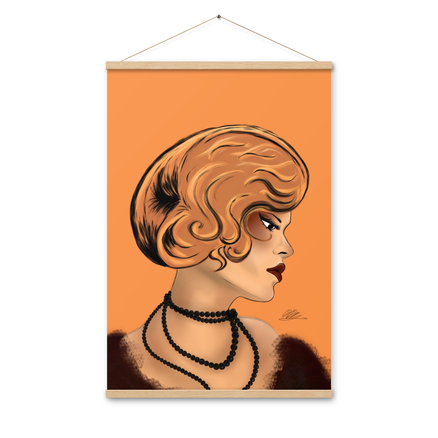 Maroon Lady (Orange background) Hanging Poster