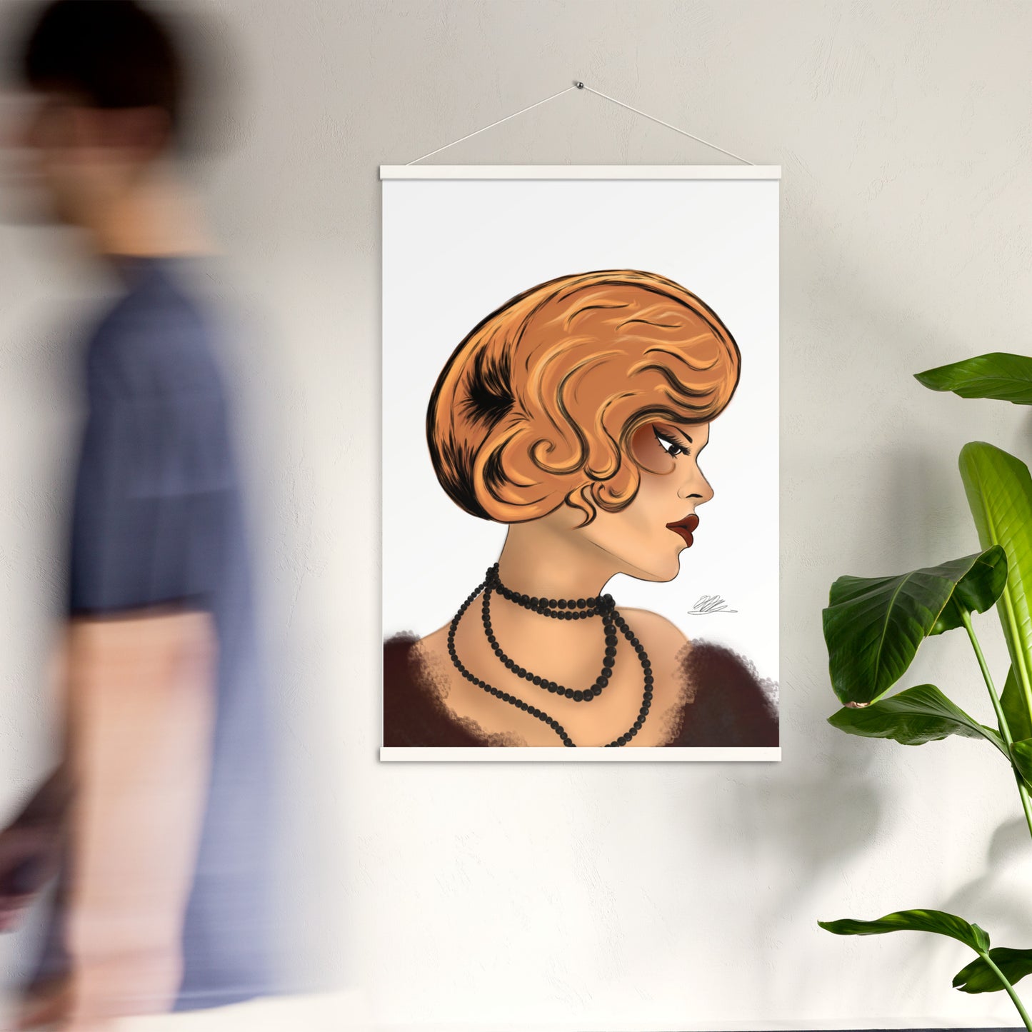 Maroon Lady (White background) Hanging Poster