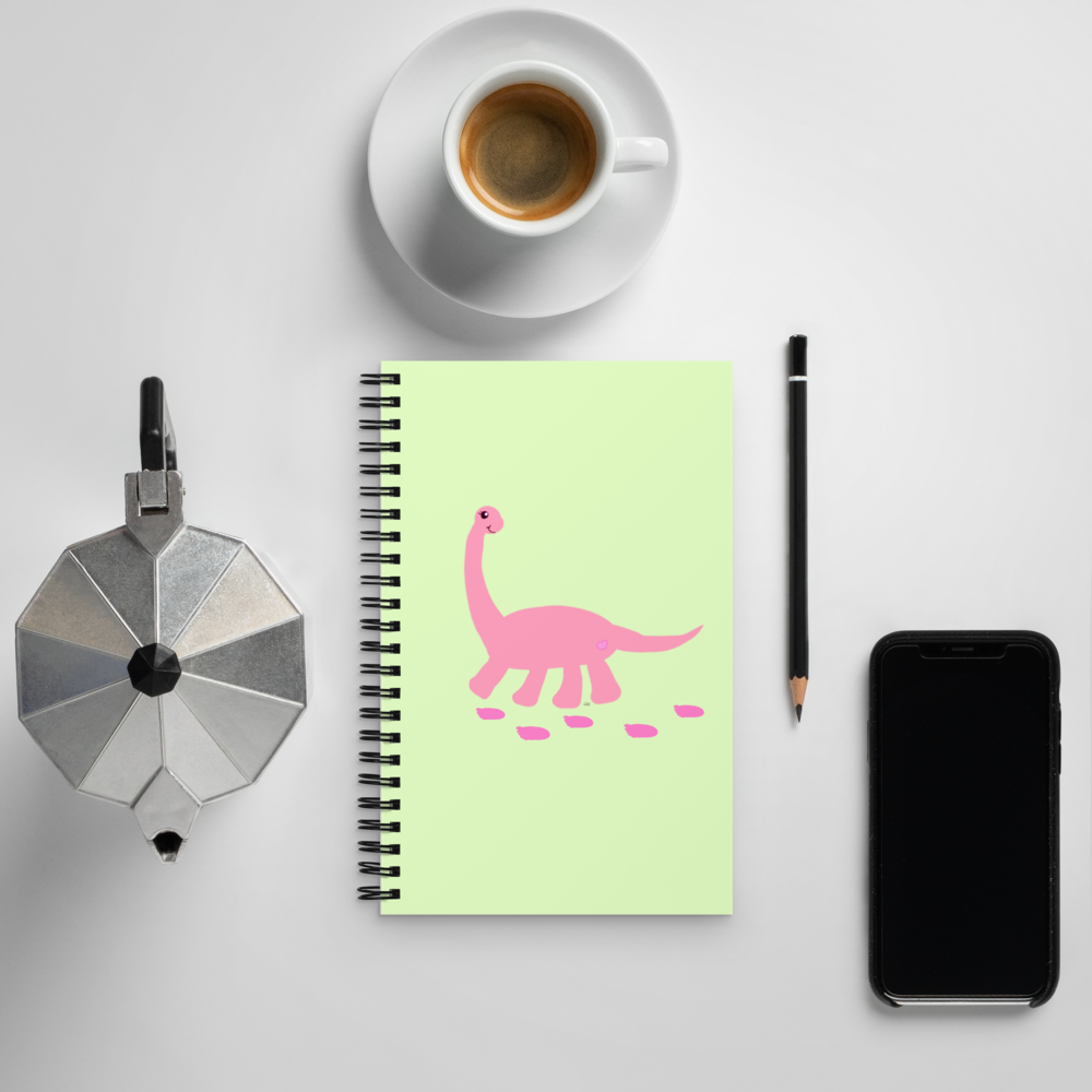 Sweet Dino Pink and Lime Spiral Notebook