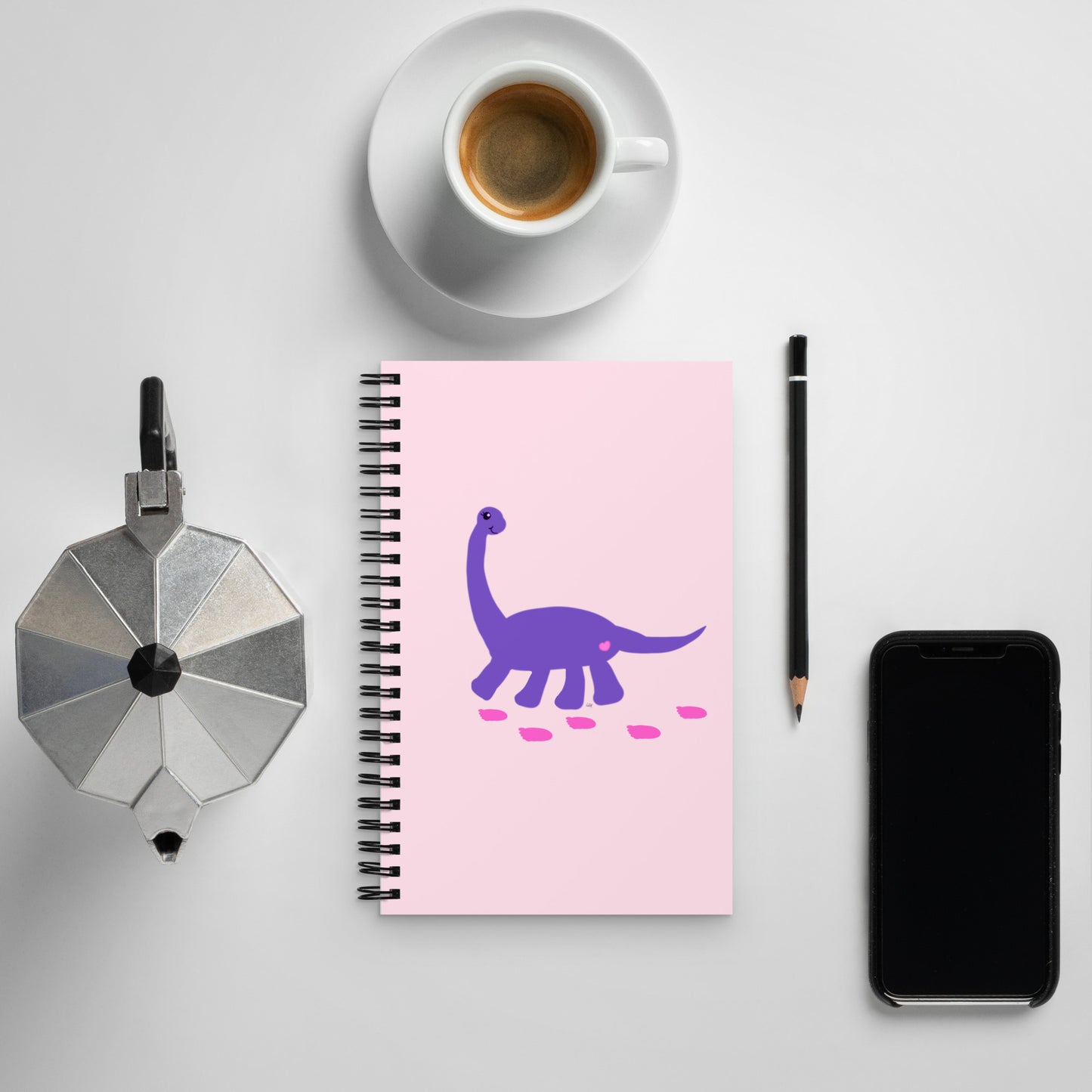 Sweet Dino Grape and Peach Spiral Notebook