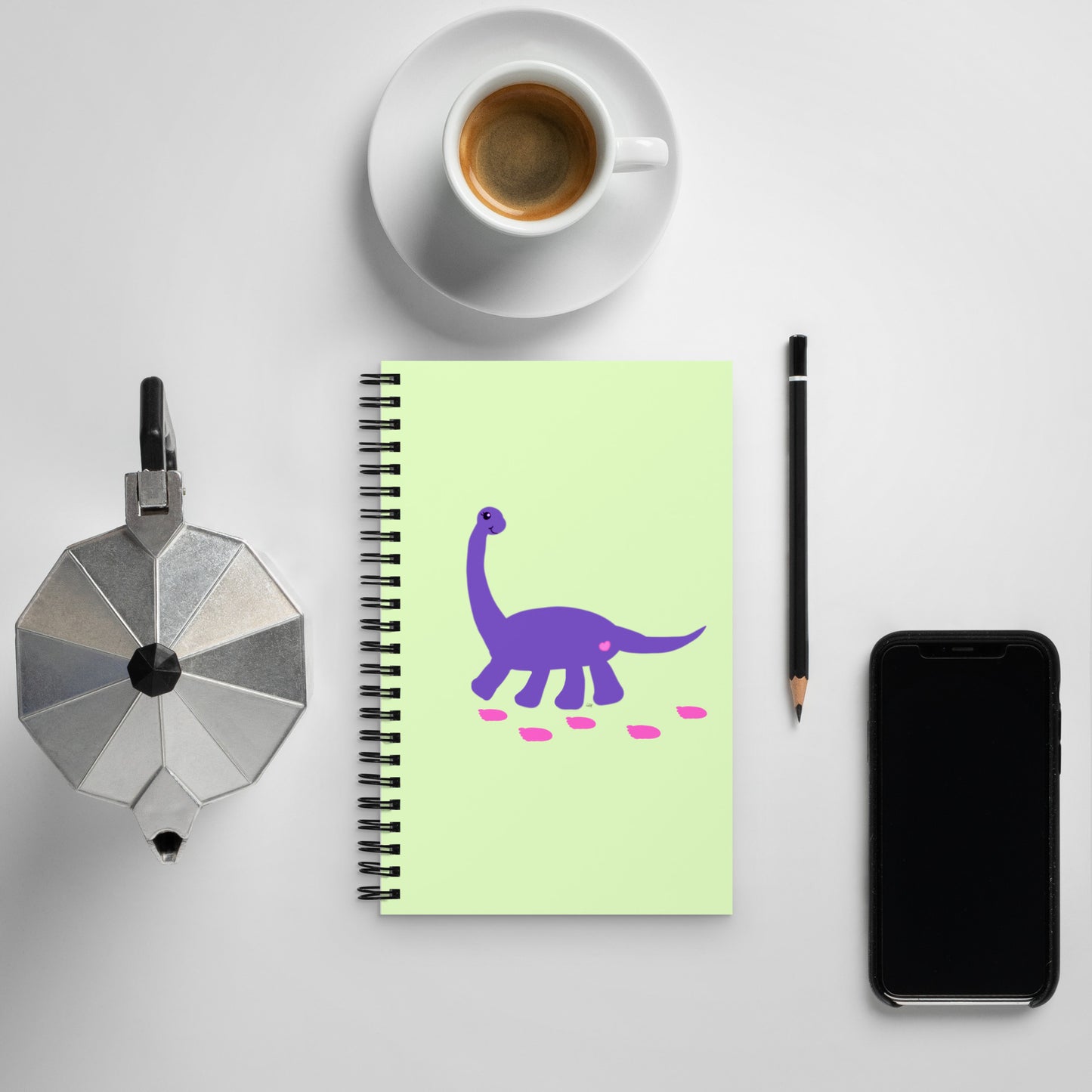 Sweet Dino Grape and Lime Spiral Notebook