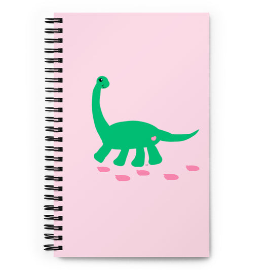 Sweet Dino Green and Peach Spiral Notebook