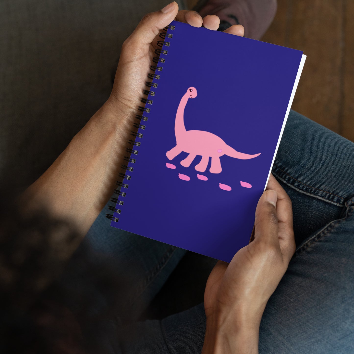 Sweet Dino Pink and Deep Blue Spiral Notebook