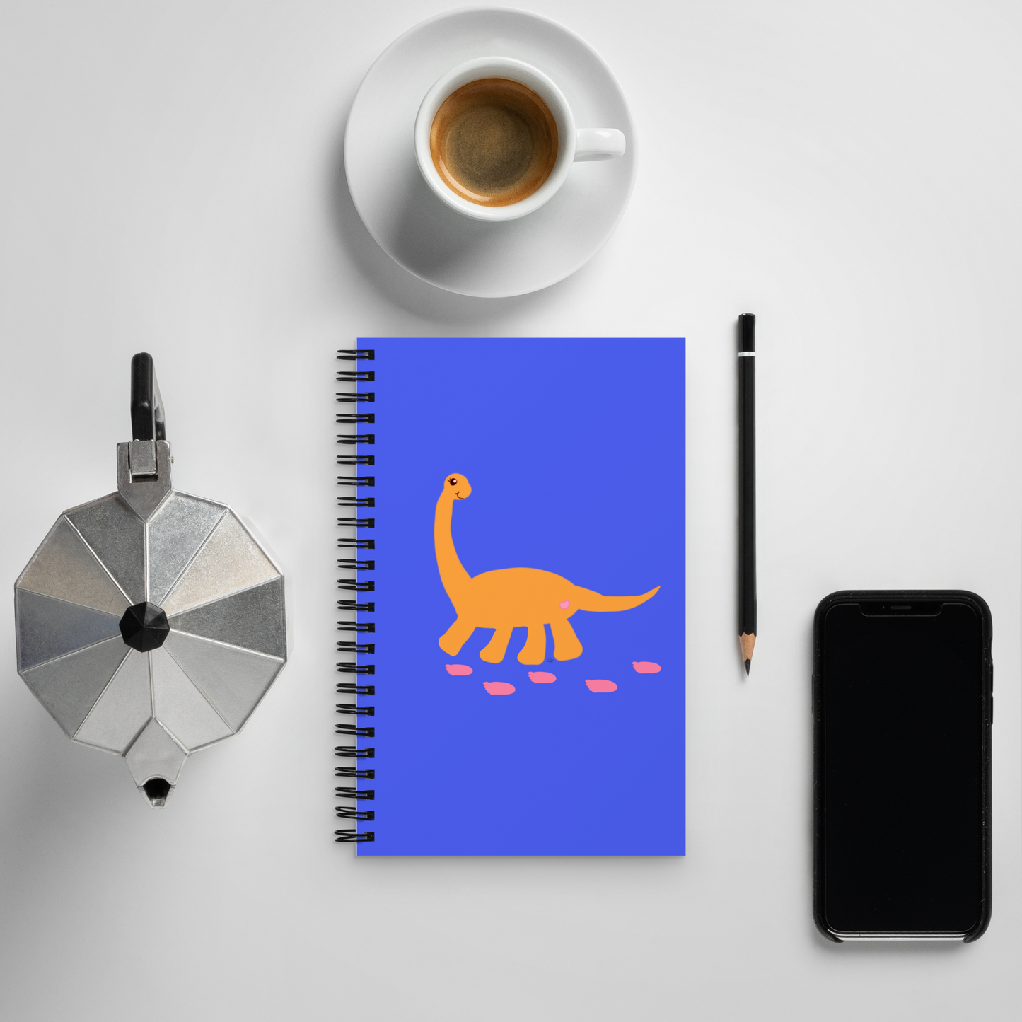 Sweet Dino Tangerine Sea Spiral Notebook